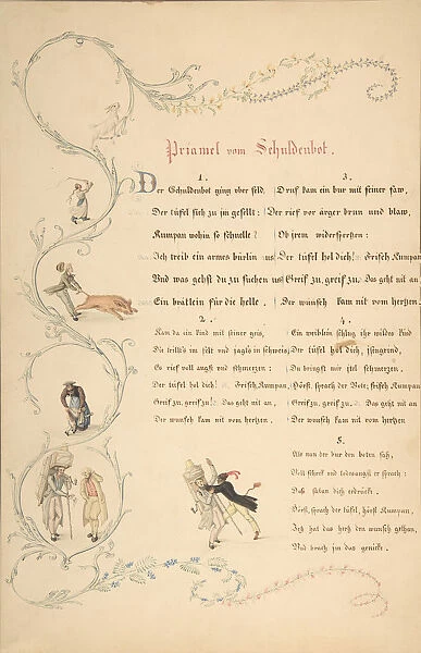 Sheets of Verses: Priamel vom Schuldenbot, late 18th-early 19th century