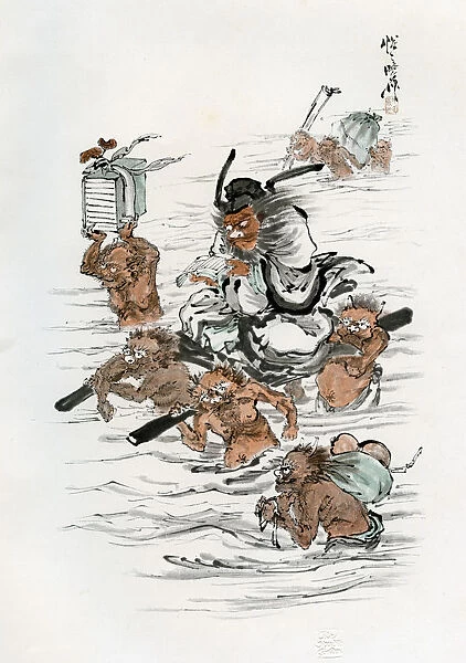 Shoki and Attendant Demons, 1898. Artist: Kawanabe Kyosai