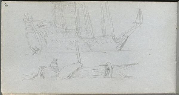 Sketchbook, page 85: Study of a Ship and Buoy. Creator: Ernest Meissonier (French, 1815-1891)