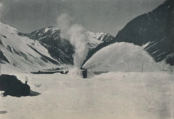 Snow-Plough at Work Among The Andes, 1916