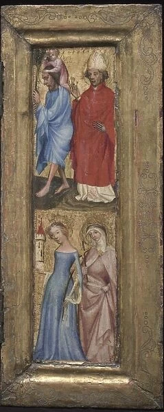 St. Christopher and St. Erasmus; St. Barbara and another female saint, c. 1424. Creator: Unknown