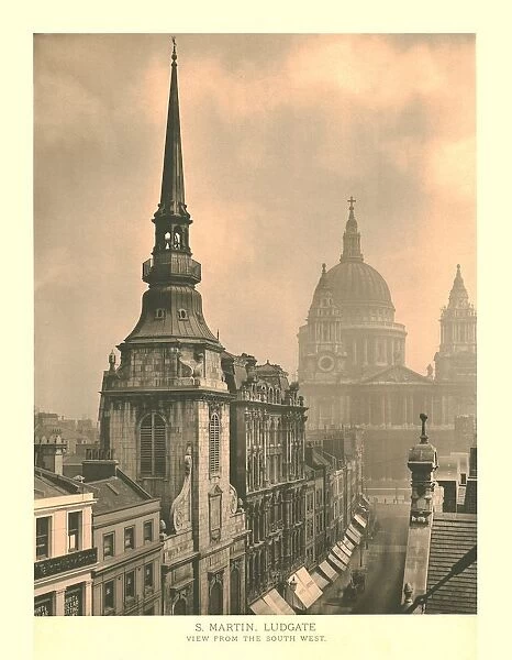 St Martin, Ludgate, View from the South West, mid-late 19th century. Creator: Unknown