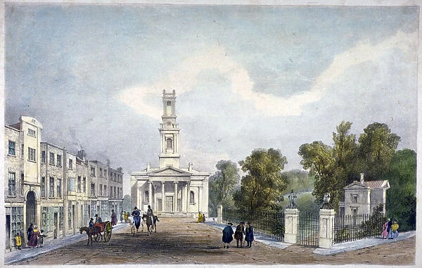 St Marys Church and Crooms Hill, Greenwich, London, c1825