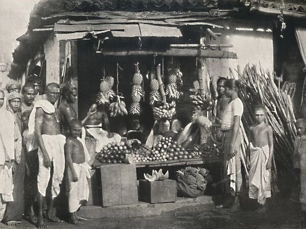 Stand eines Obstverkaufers in Colombo, 1926
