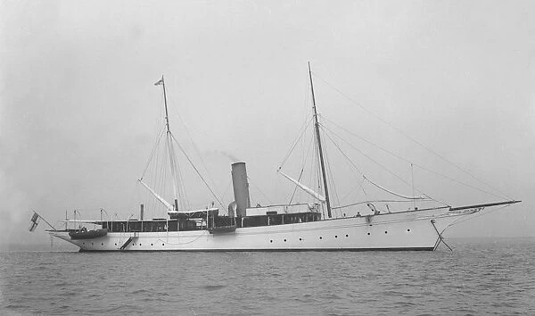 The steam yacht Agatha at anchor, 1919. Creator: Kirk & Sons of Cowes