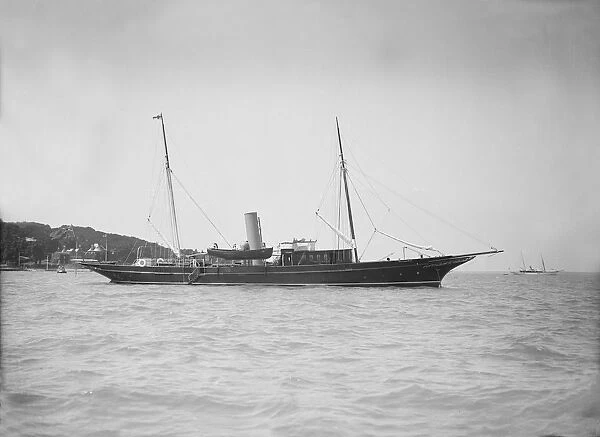 The steam yacht Pilgrim at anchor, 1911. Creator: Kirk & Sons of Cowes