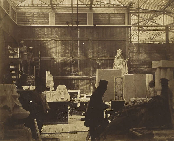 [Storeroom with Artisans and Plaster Casts, Crystal Palace], 1852