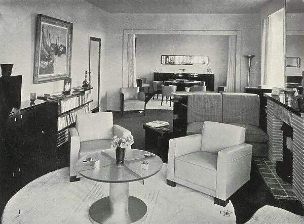 Studio and dining-room in house in Brussels, 1937. Creator: Unknown