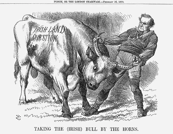 Taking the (Irish) Bull by the Horns, 1870. Artist: Joseph Swain