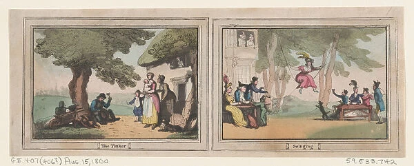 The Tinker and Swinging, August 15, 1800. August 15, 1800. Creator: Thomas Rowlandson