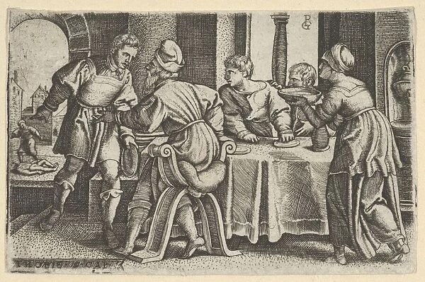 Tobias Leaving the Table, from The Story of Tobias, 1543. Creator: Georg Pencz