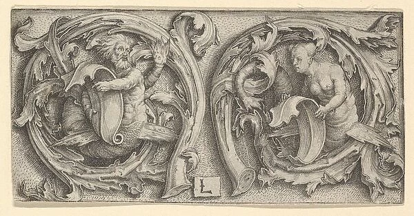 Triton and Siren in Tendrils, ca. 1510. Creator: Lucas van Leyden