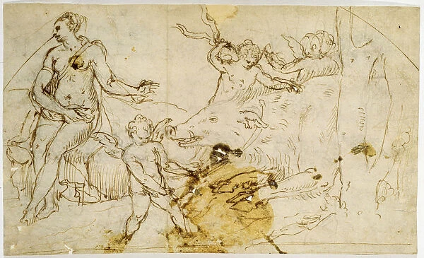 Venus, putti and a wild Boar, c. 1520-1540. Artist: Perino del Vaga