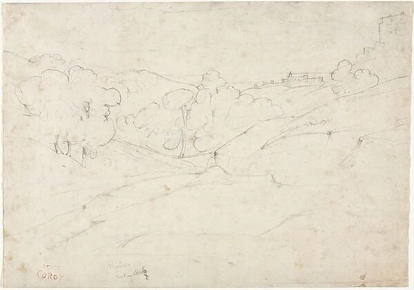 View of Marino (recto); Sketch for a Landscape (verso), 1827