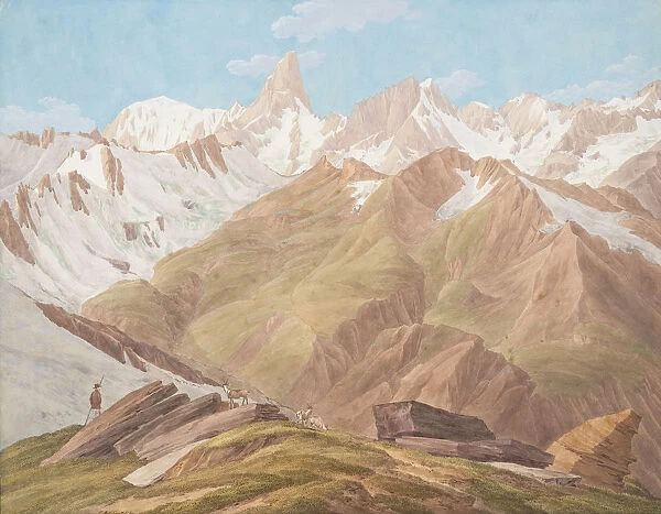 View of the Massif of Mont Blanc near the 'Petit Jorasse, Grand Jorasse, le... late 18th-19th centu Creator: Jean-Antoine Linck. View of the Massif of Mont Blanc near the 'Petit Jorasse, Grand Jorasse, le