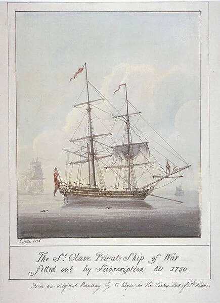 Warship the St Olave, 1826. Artist: G Yates