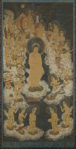 Welcoming Descent of Amida and Bodhisattvas, late 14th century. Creator: Unknown