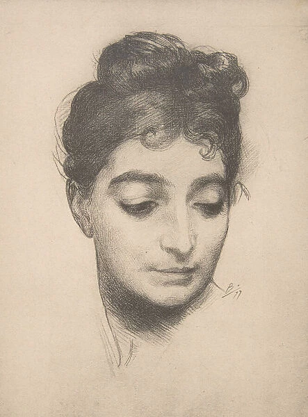 Womans Head, from L Estampe Moderne, 1897-99. Creator: Felix Bracquemond