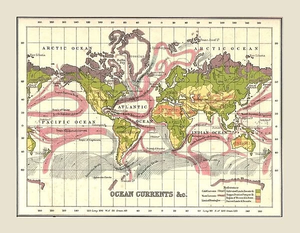 World Map showing Ocean Currents, 1902. Creator: Unknown