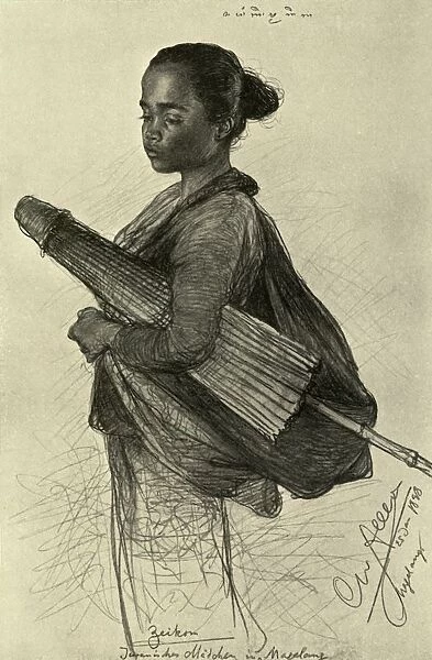 Young woman with parasol, Magalang, Java, 1898. Creator: Christian Wilhelm Allers