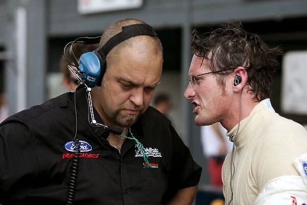 FIA GT3 Championship: Gunnar Jeanette, Ford Mustang FR500GT, right, chats to an engineer