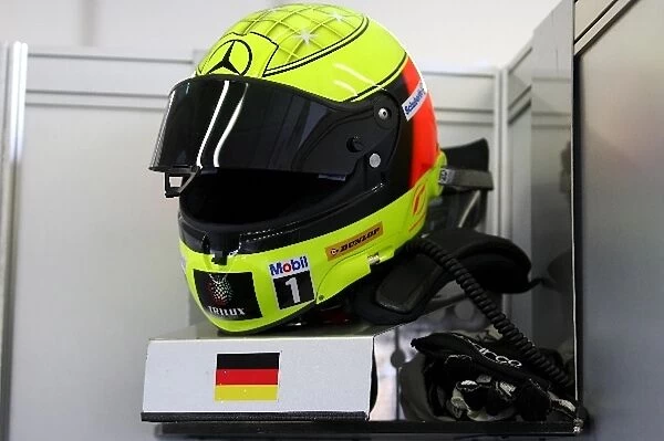 The helmet and HANS device of Ralf Schumacher (GER) Mercedes Team Mucke Motorsport