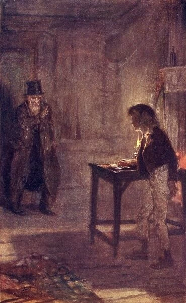 Fagin Warns Oliver. Frontispiece By W. S. Stacey From The Book The Adventures Of Oliver Twist By Charles Dickens