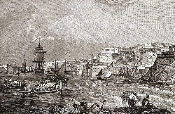 The Grand Harbour, Valetta, Malta After The Painting By Turner. From The Book Short History Of The English People By J. R. Green, Published London 1893