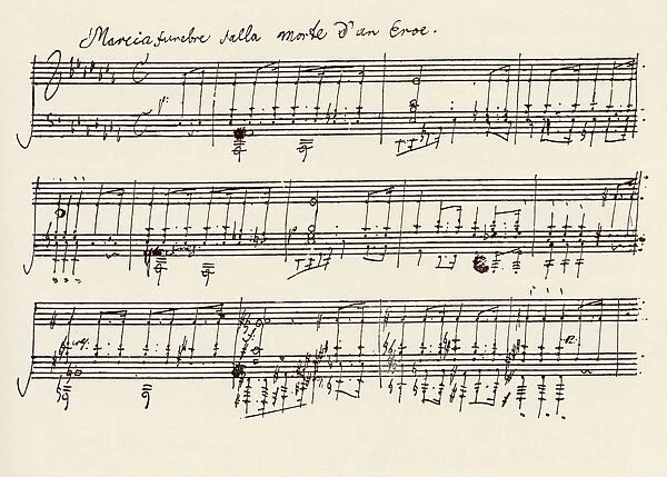 Portion Of The Ms. Of Ludwig Van Beethovens A Flat Major Sonata, Op 26