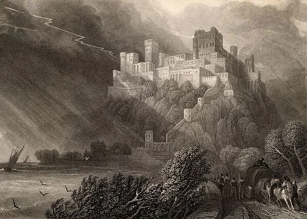The Ruins Of Rheinfels, Germany. Engraved By W. Radclyffe From A 19Th Century Print By D. Roberts