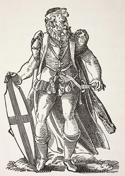 Teutonic Knight. After A Woodcut By Jost Amman Published 1585. From Military And Religious Life In The Middle Ages By Paul Lacroix Published London Circa 1880