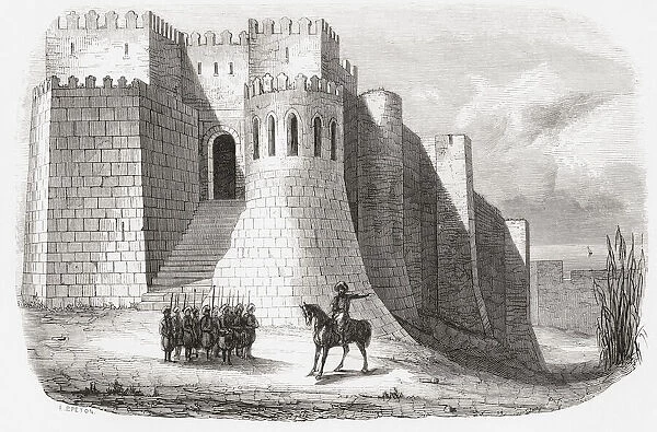 The walls of Tangiers, Morocco, seen here in the 19th century. From Monuments de Tous les Peuples, published 1843