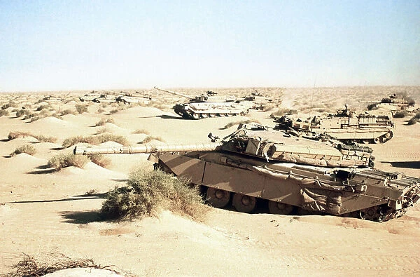 British Challanger tank seen here during a on line firing exercise in desert prior to
