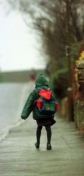 Child heads for lessons at Dunblane Primary School in the morning a year after