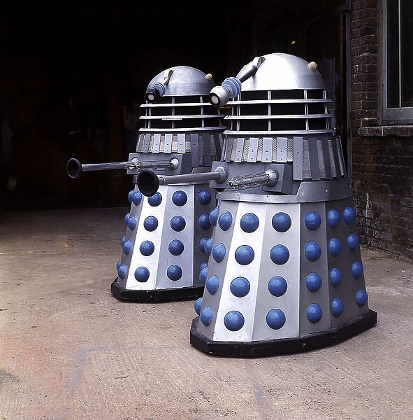 Daleks from the popular BBC sci fi drama series Doctor Who. Circa 1970
