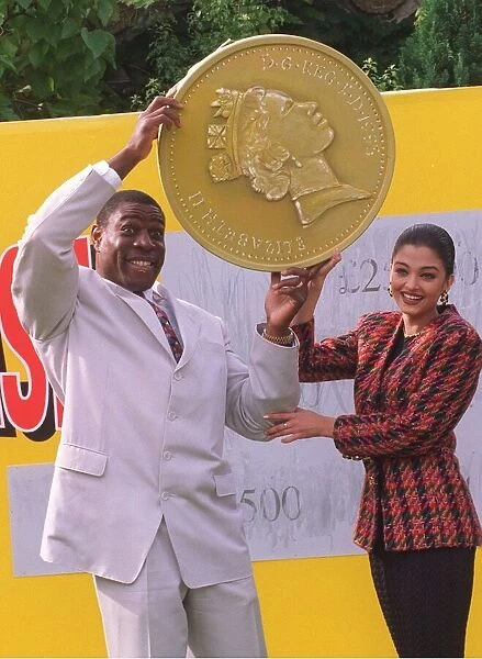 Frank Bruno and Miss World Aishwarya Rai launch the new Littlewoods Scratchcard whose