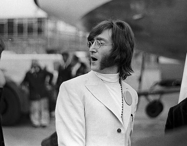 John Lennon at Heathrow Airport off to India, February 1968