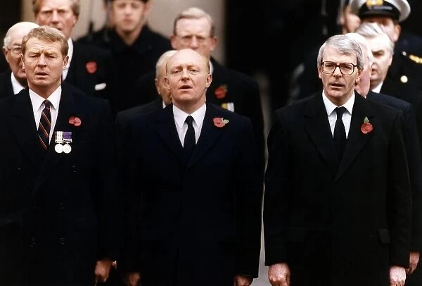 John Major Prime Minister on Remembrance Day with Neil Kinnock