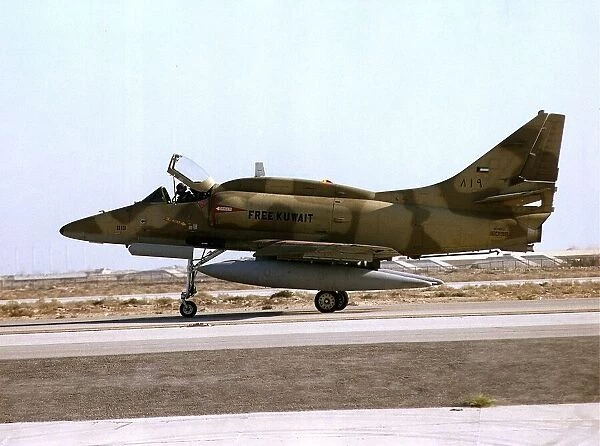 A McD A4 Douglas Skyhawk fighter plane of the Frre Kuwait Air Force used in the Gulf War