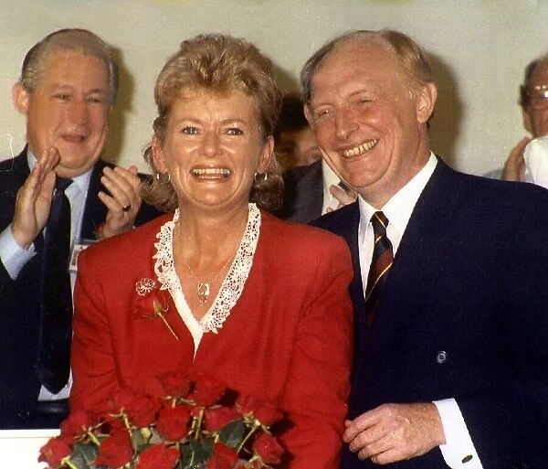 Neil Kinnock MP former leader of the Labour Party with Glenys Kinnock at a conference