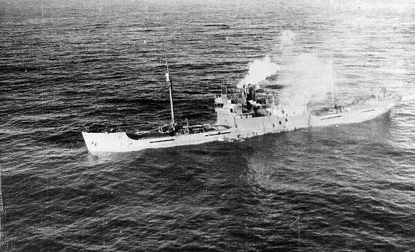 Picture shows Sea Venture after it was a attacked by a German U-boat of the Kriegsmarine