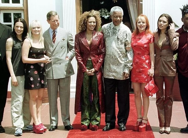 President Nelson Mandela and Prince Charles meet the Spice Girls in Johannesburg