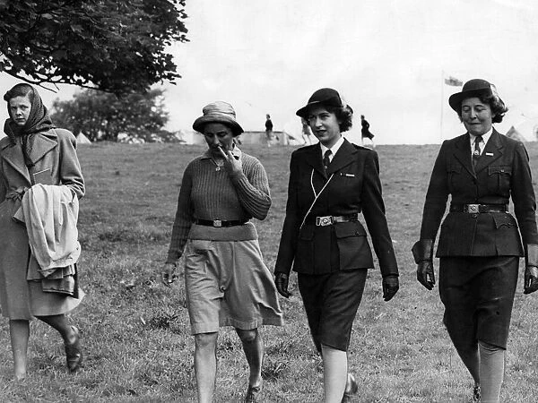 Princess Elizabeth at Cardiff Girl Guides meeting. June 1945