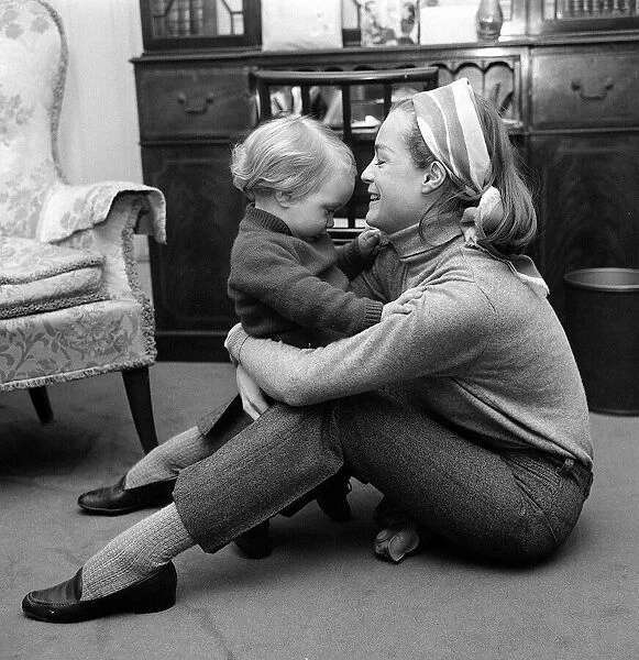 Romy Schneider March 1968 Actress with son
