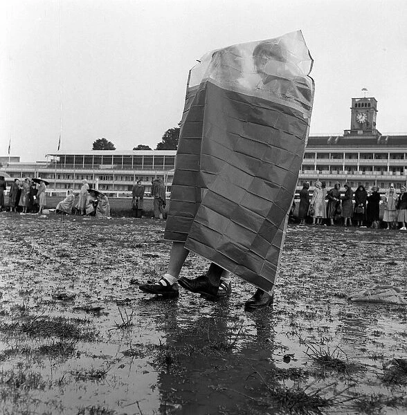 Waterproof cape for two June 1953 worn at Ascot races on a rainy day