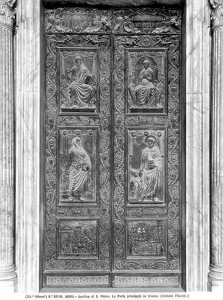 Bronze portal. Work by Antonio Averlino, called the 'Filarete', placed in St. Peter's Basilica, Vatican City