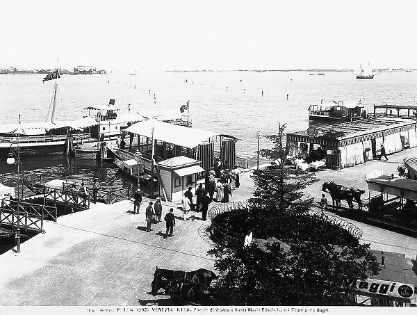 The Lido. Landing wharf at Santa Elisabetta and the trams for the Baths
