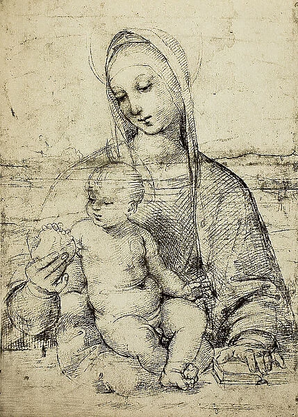 Madonna and Child, drawing by Raphael. Galleria Albertina, Vienna