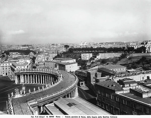 Panoramic view of Rome, with the arcade of Bernini, from the dome of the Basilica of the Vatican