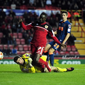 Bristol City's Penalty Victory: Albert Adomah Fouled by Blackpool's Matthew Gilks, Steven Davies Scores